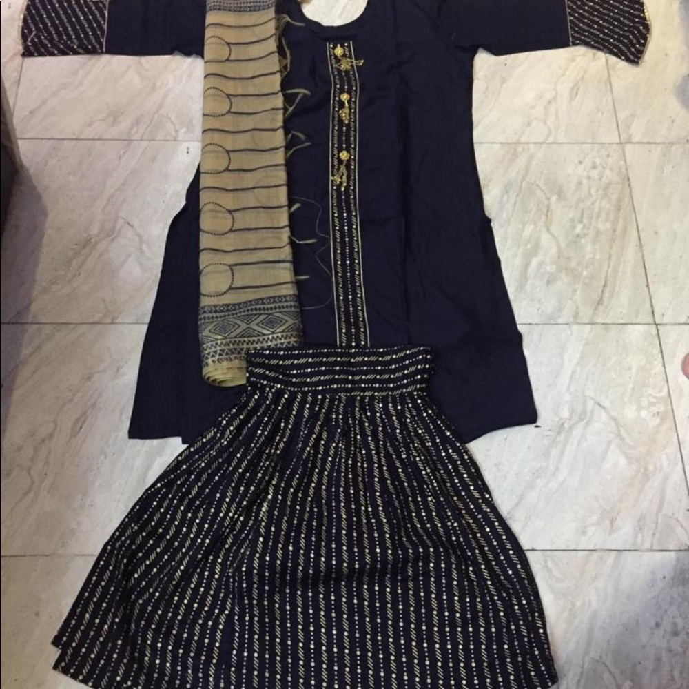 Black sharara set with chanderi dupata